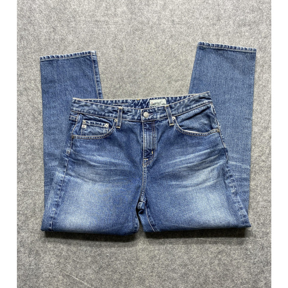 AG Jeans Womens 30R Blue Sloughy Slim Ex Boyfriend Slim Contour 360 Whiskering - Picture 1 of 13